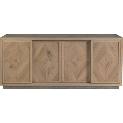 Verite Media Console by Artistica Home in natural, antiqued gun metal. Made from unique in a eclectic & global style.