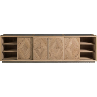 Verite Media Console by Artistica Home in natural, antiqued gun metal. Made from unique in a eclectic & global style.