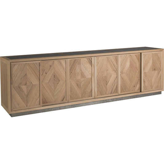 Verite Media Console by Artistica Home in natural, antiqued gun metal. Made from unique in a eclectic & global style.
