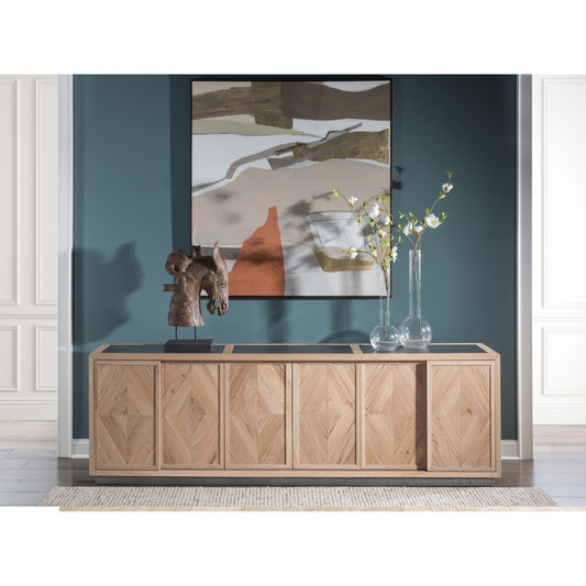 Verite Media Console by Artistica Home in natural, antiqued gun metal. Made from unique in a eclectic & global style.