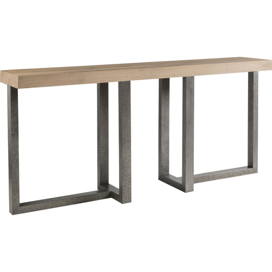 Verite Long Console by Artistica Home in natural, antiqued gun metal. Made from unique in a modern style.