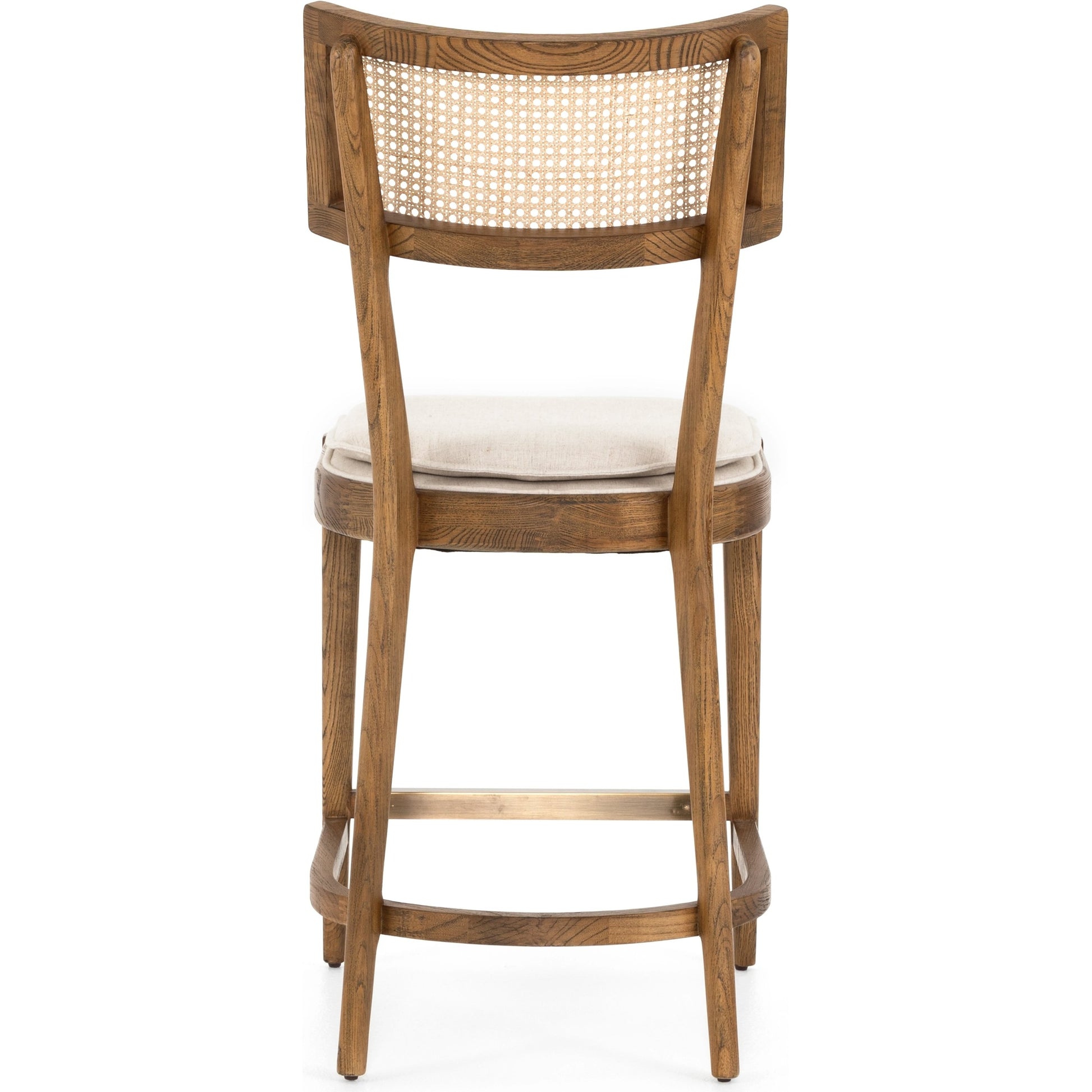 Britt Counter Stool by Four Hands. Made from 92% polyester, 8% flax, linen, solid nettlewood, iron in a transitional style.