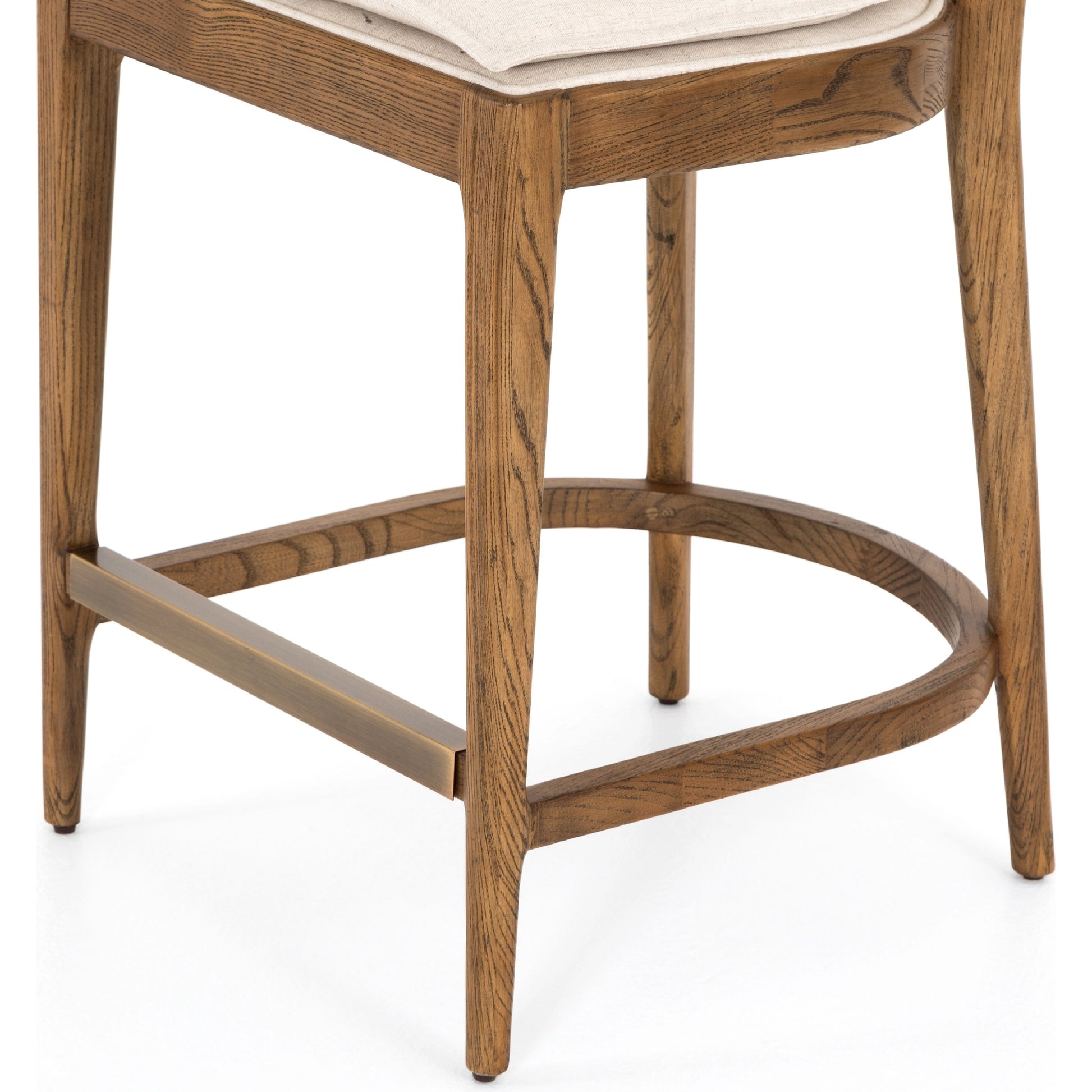 Britt Counter Stool by Four Hands. Made from 92% polyester, 8% flax, linen, solid nettlewood, iron in a transitional style.