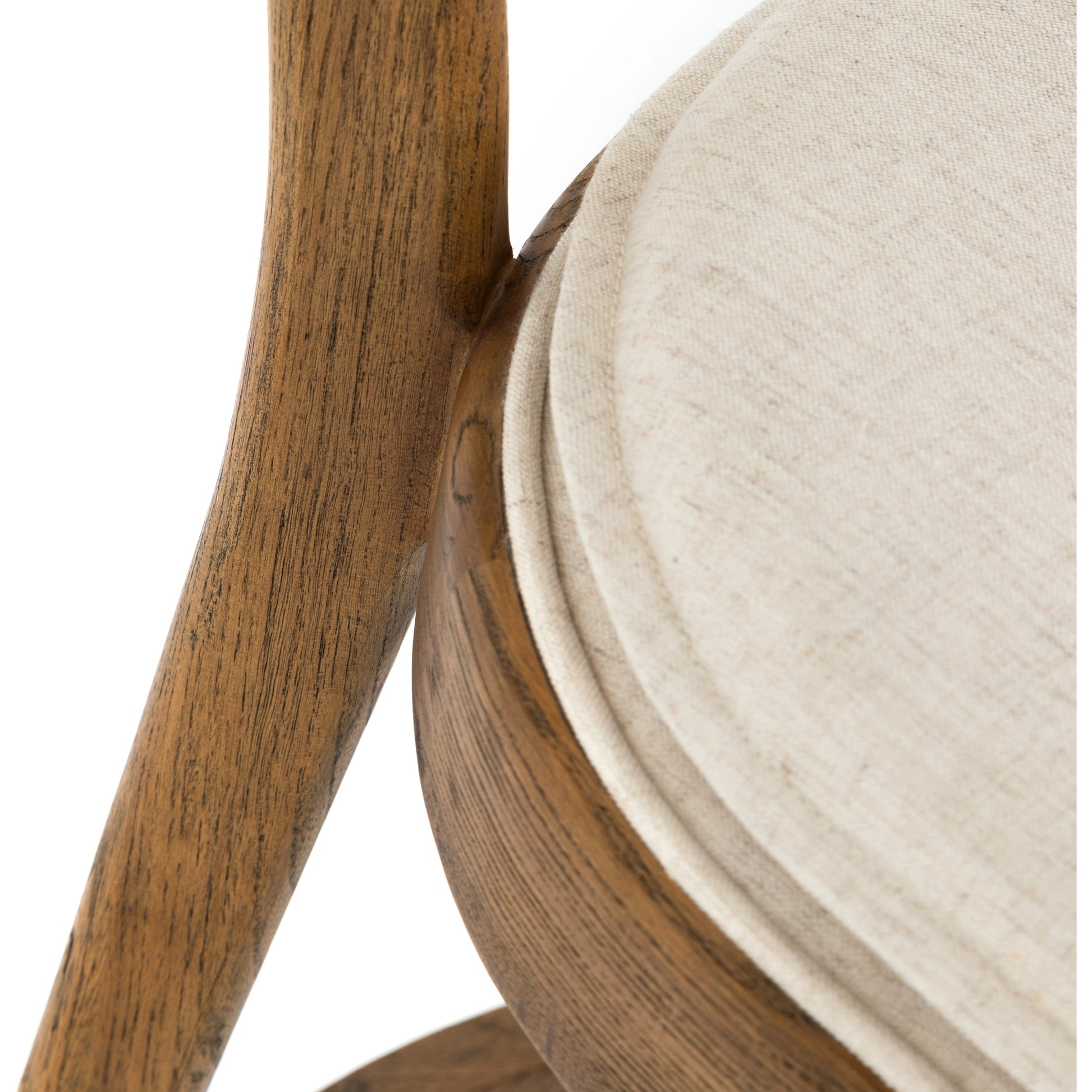 Britt Counter Stool by Four Hands. Made from 92% polyester, 8% flax, linen, solid nettlewood, iron in a transitional style.