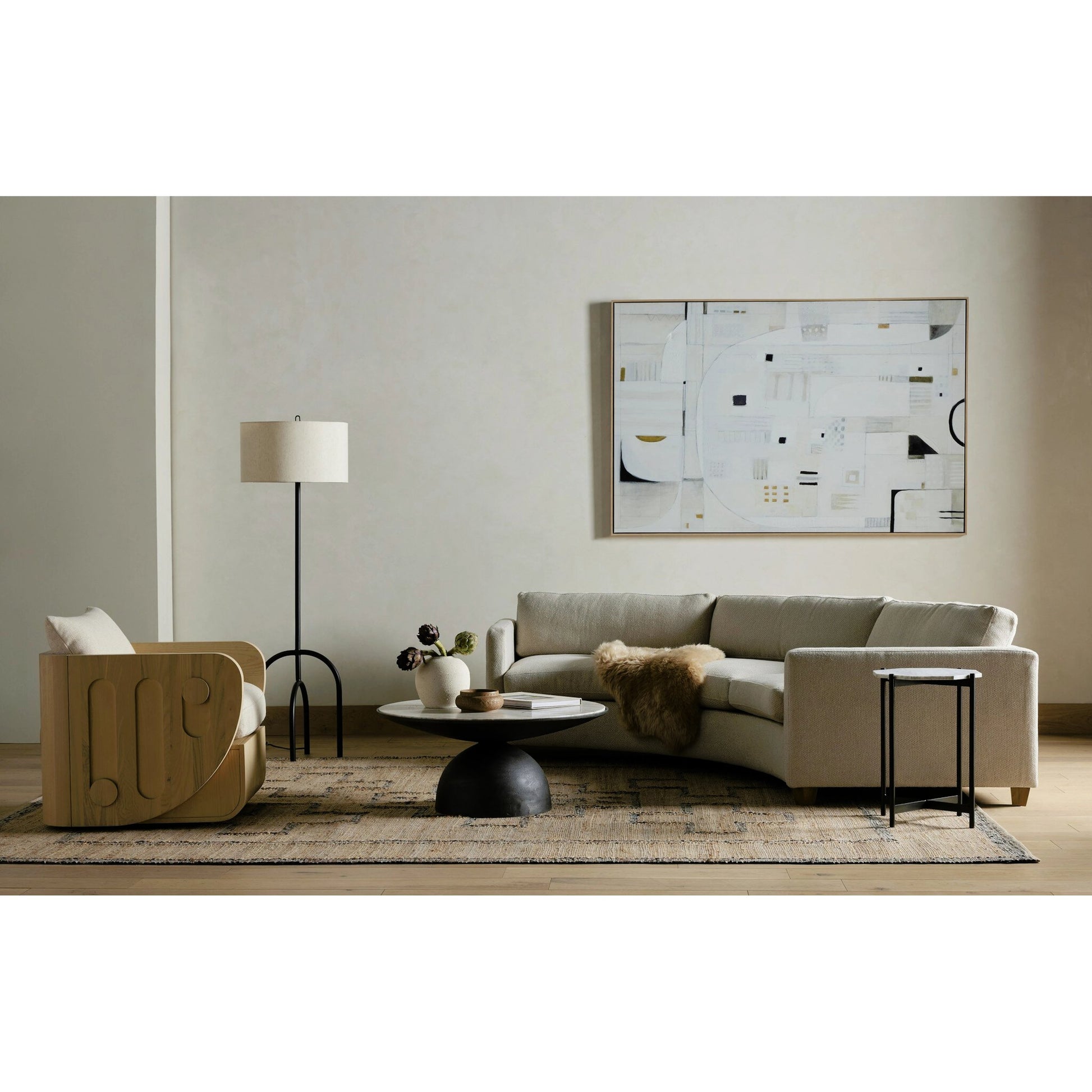 Corbett Coffee Table by Four Hands. Made from solid marble, aluminum, engineered hardwood in a eclectic & global style.