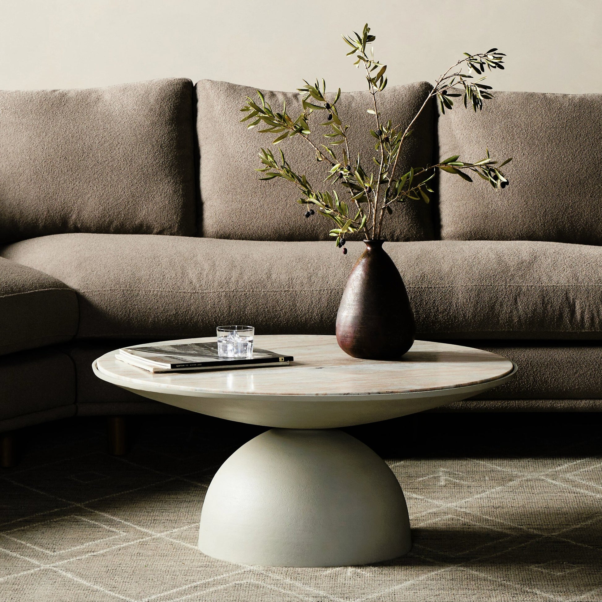 Corbett Coffee Table by Four Hands. Made from solid marble, aluminum, engineered hardwood in a eclectic & global style.