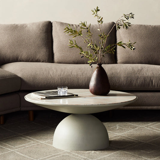 Corbett Coffee Table by Four Hands. Made from solid marble, aluminum, engineered hardwood in a eclectic & global style.