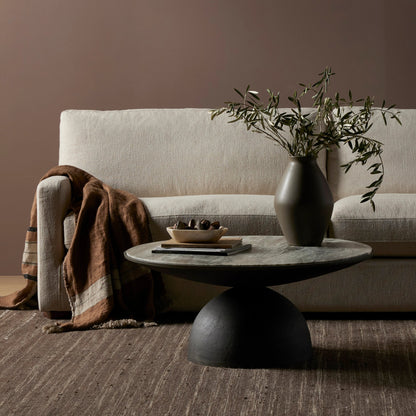 Corbett Coffee Table by Four Hands. Made from solid marble, aluminum, engineered hardwood in a eclectic & global style.