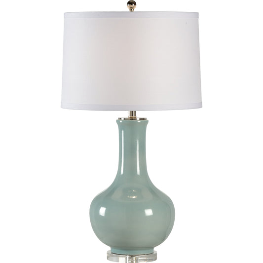 Eva Lamp by Wildwood in blue. Made from ceramic, porcelain in a transitional style.