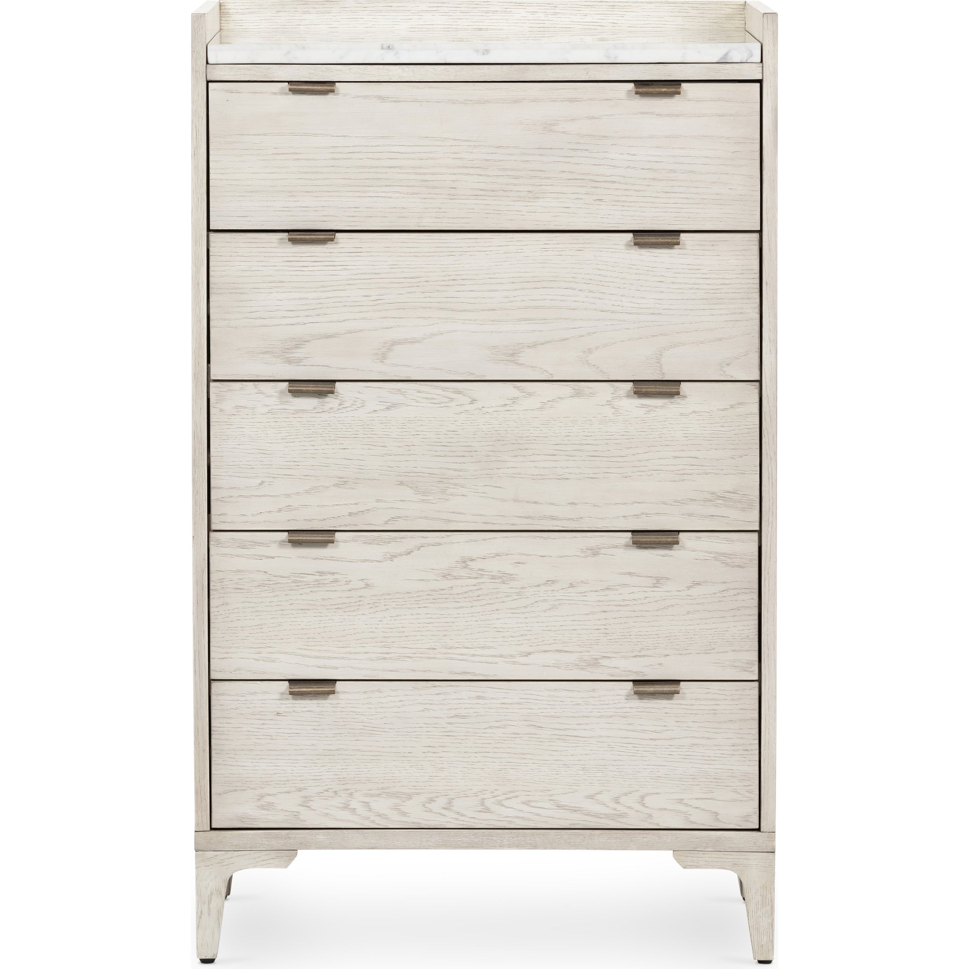 Viggo Tall Dresser by Four Hands in vintage white oak, vintage white oak solid, italian white marble and vintage white oak, italian white marble. Made from oak veneer, solid oak, solid marble in a rustic style.