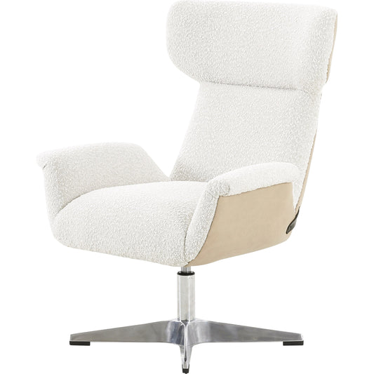 Anson Desk Chair by Four Hands in knoll natural and polished pewter, waller charcoal, vintage onyx, palermo nude. Made from 95% polyester, 5% acrylic, aluminum, faux leather in a modern style.