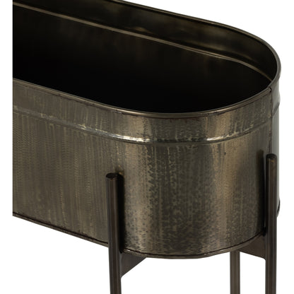 Jed Planter by Four Hands in weathered brass, white high gloss. Made from iron in a transitional style.