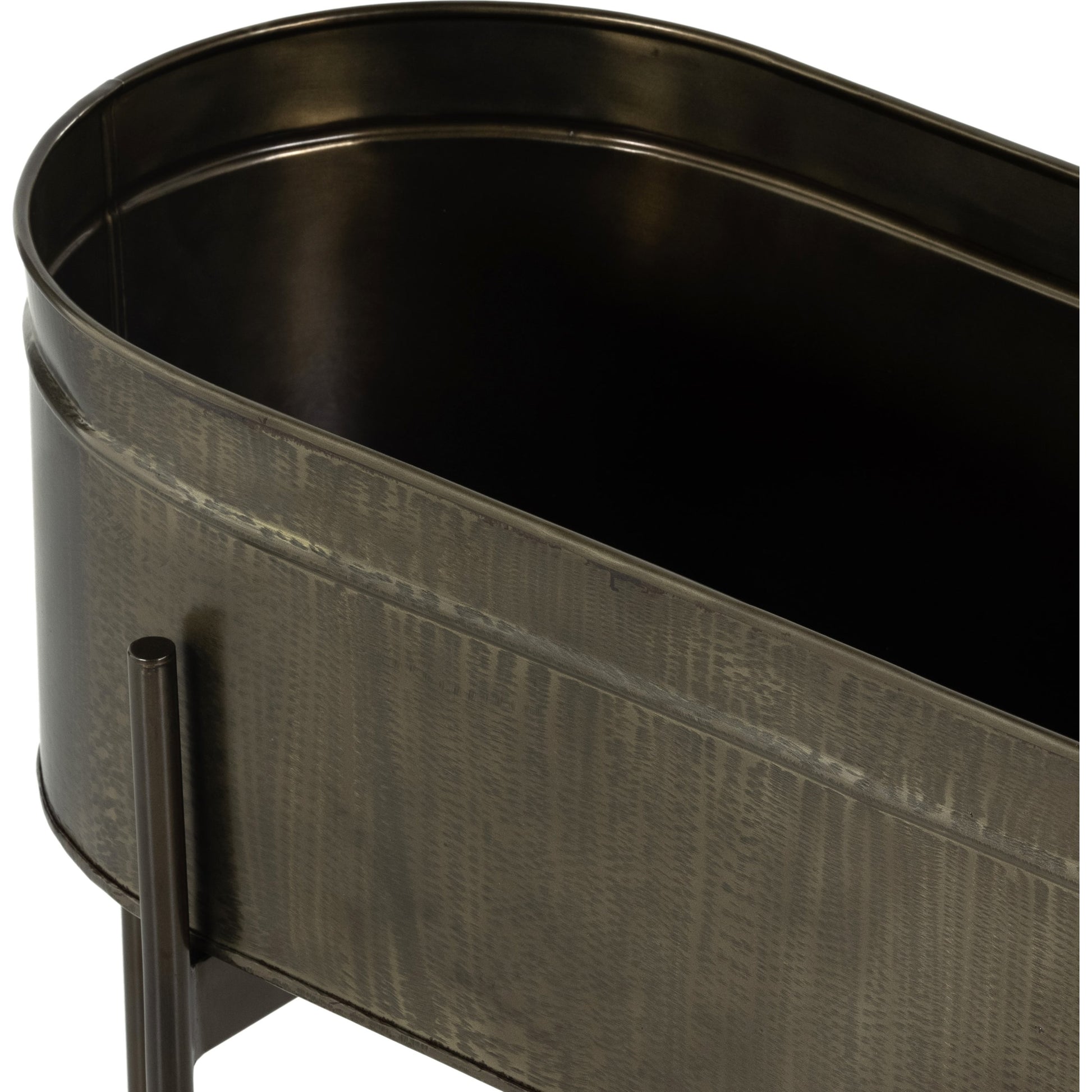 Jed Planter by Four Hands in weathered brass, white high gloss. Made from iron in a transitional style.