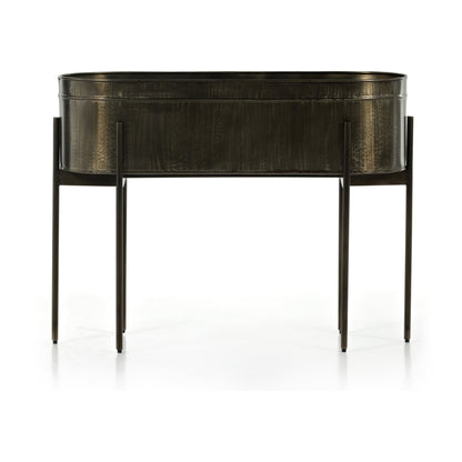 Jed Planter by Four Hands in weathered brass, white high gloss. Made from iron in a transitional style.