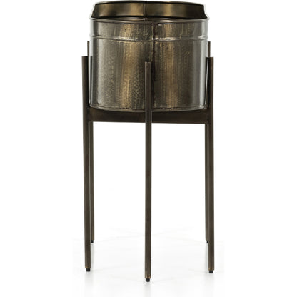 Jed Planter by Four Hands in weathered brass, white high gloss. Made from iron in a transitional style.