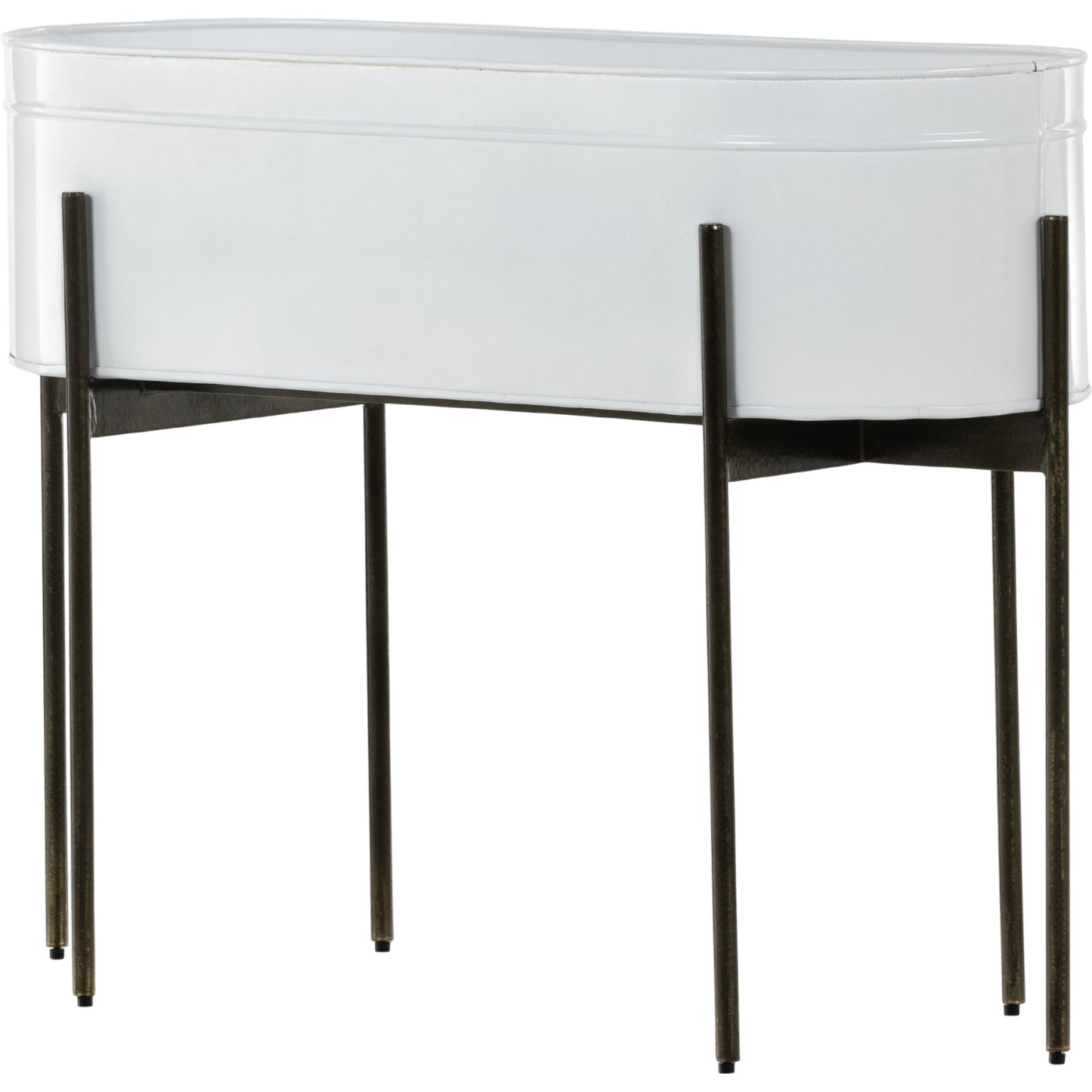 000 SI-1902261 | Primary Silo | Jed Planter by Four Hands in weathered brass, white high gloss. Made from iron in a transitional style.