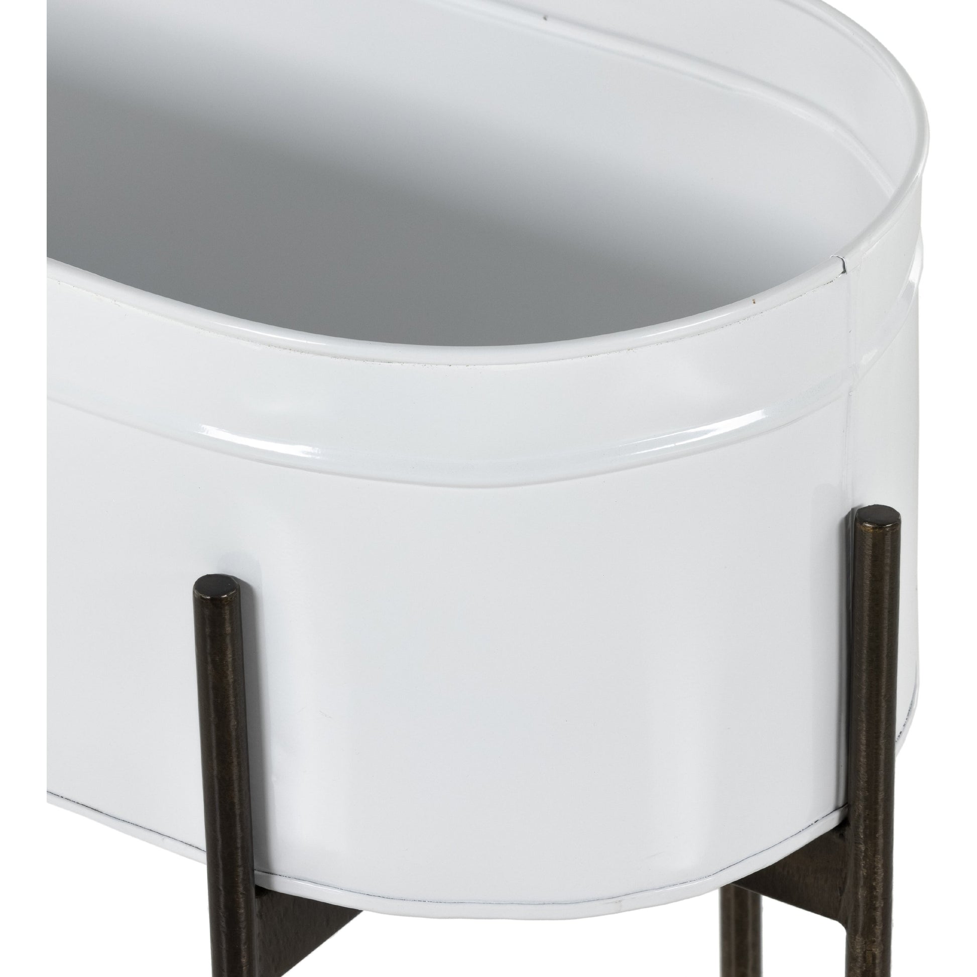 Jed Planter by Four Hands in weathered brass, white high gloss. Made from iron in a transitional style.