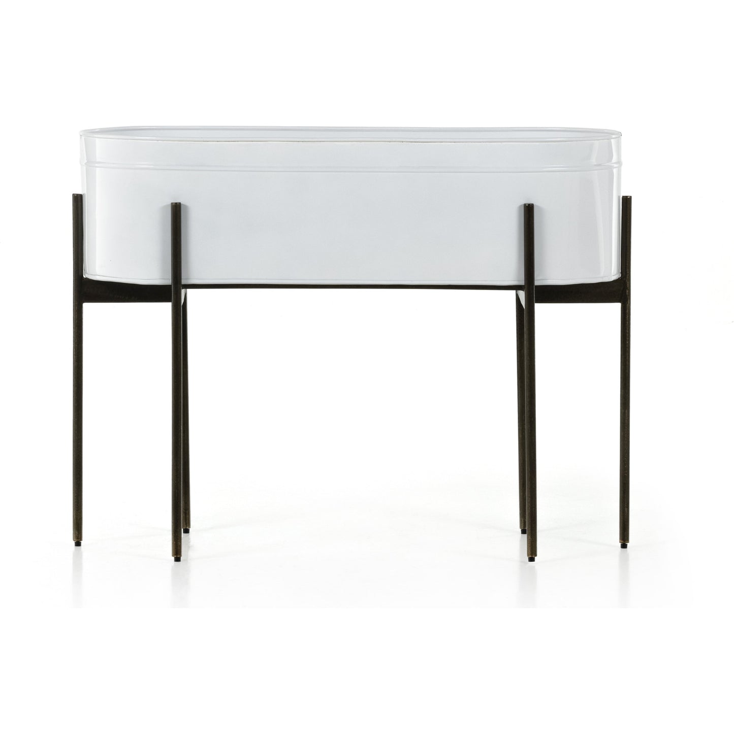 006 SI-1902261 | Additional Silo | Jed Planter by Four Hands in weathered brass, white high gloss. Made from iron in a transitional style.