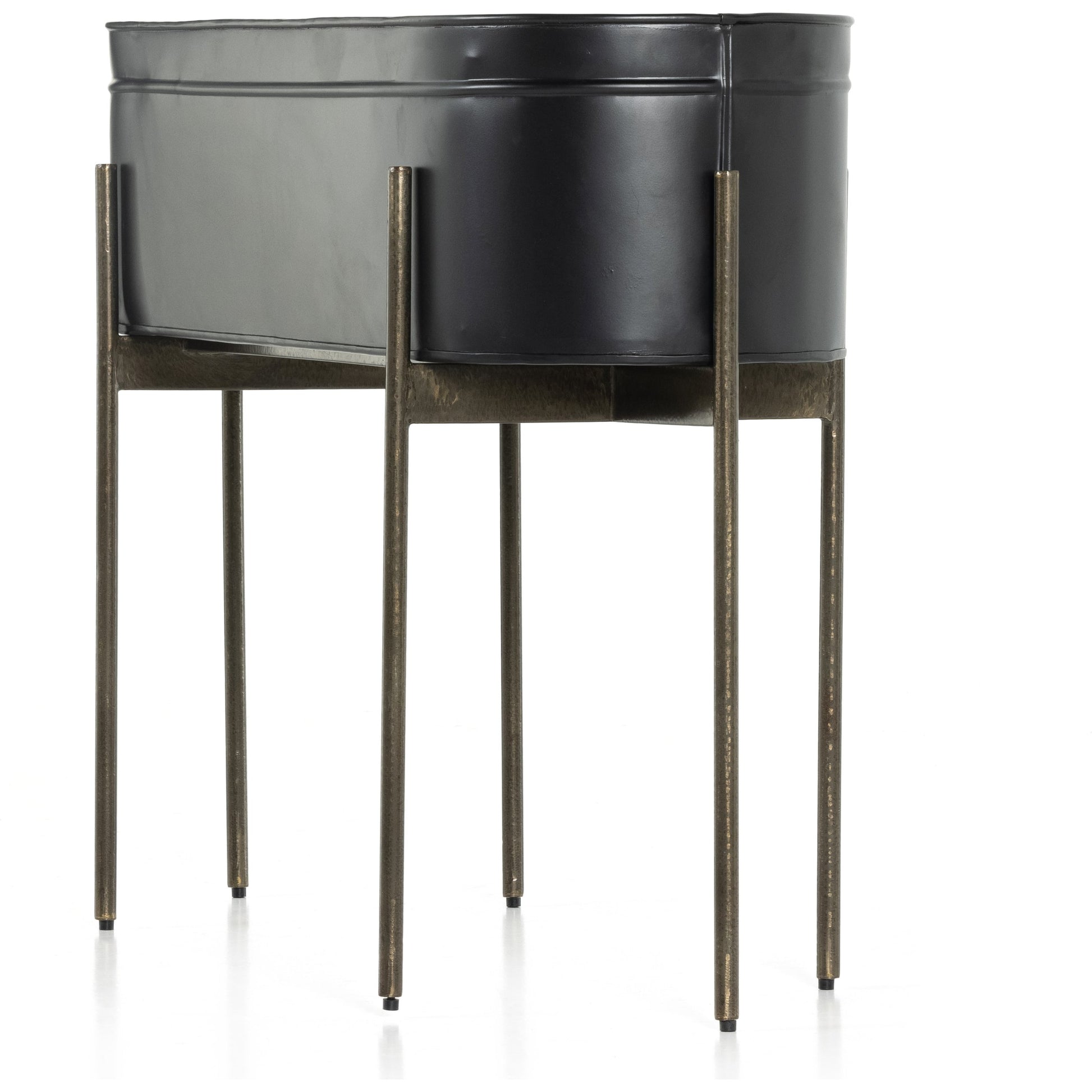 Jed Planter by Four Hands in weathered brass, white high gloss. Made from iron in a transitional style.