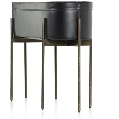 Jed Planter by Four Hands in weathered brass, white high gloss. Made from iron in a transitional style.