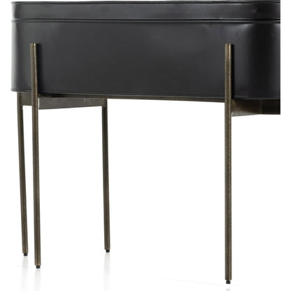 Jed Planter by Four Hands in weathered brass, white high gloss. Made from iron in a transitional style.