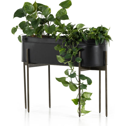 Jed Planter by Four Hands in weathered brass, white high gloss. Made from iron in a transitional style.