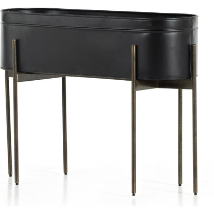 Jed Planter by Four Hands in weathered brass, white high gloss. Made from iron in a transitional style.