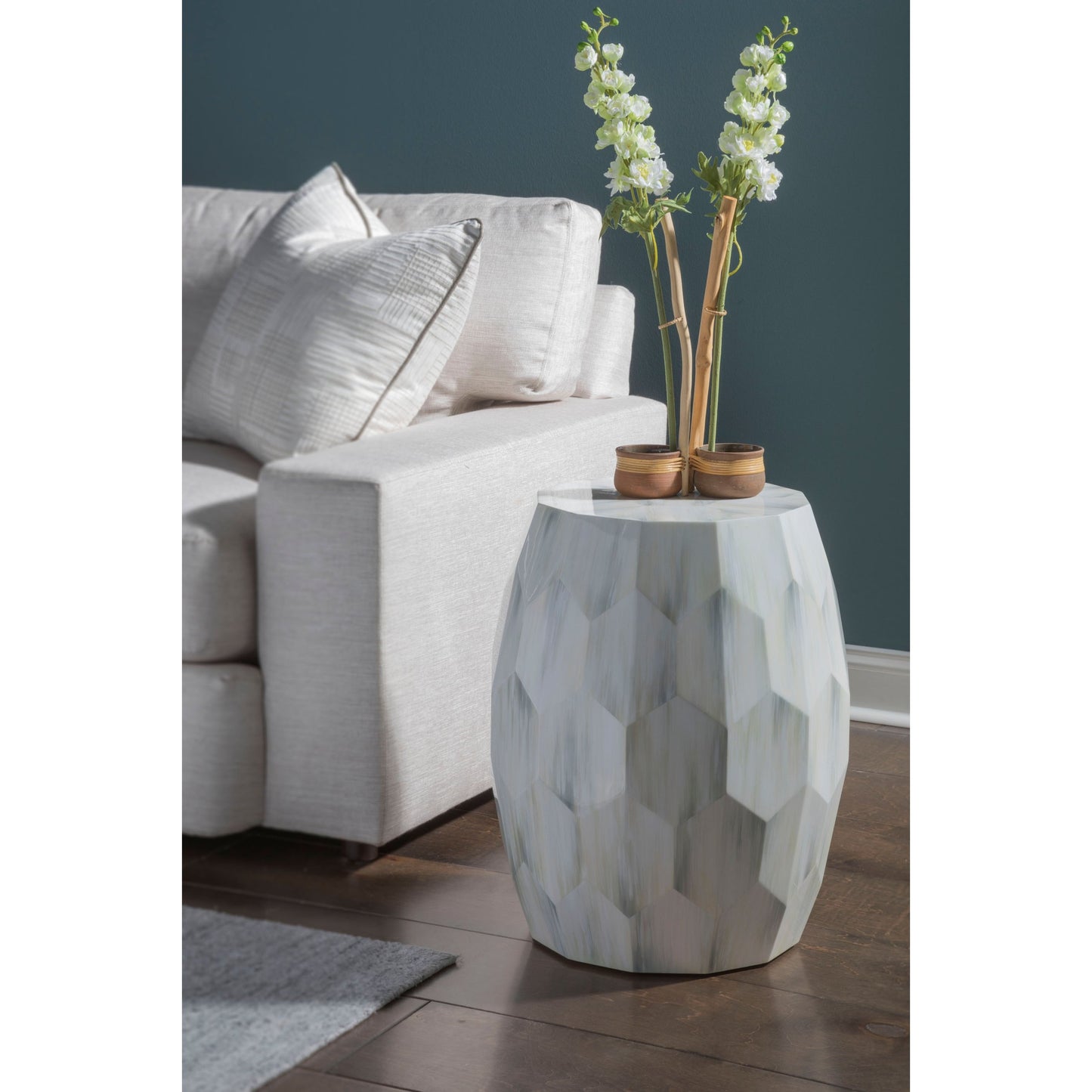 002 SI-1770441 | Lifestyle | Bello Drum Table by Artistica Home in white, gray bone. Made from unique in a modern style.