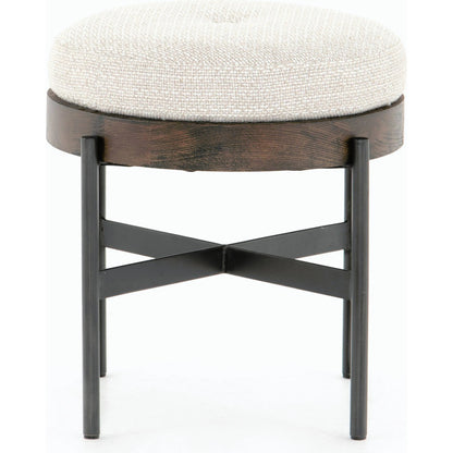 Edwyn Accent Stool by Four Hands in gibson wheat, vintage sienna, gunmetal. Made from 97% polyester, 3% acrylic, solid beech, iron in a modern style.