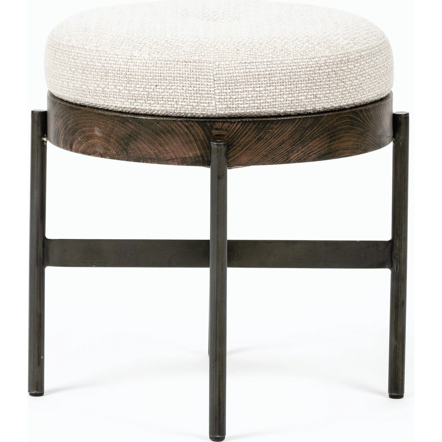 004 SI-1715131 | Additional Silo | Edwyn Accent Stool by Four Hands in gibson wheat, vintage sienna, gunmetal. Made from 97% polyester, 3% acrylic, solid beech, iron in a modern style.