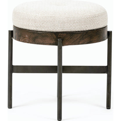 Edwyn Accent Stool by Four Hands in gibson wheat, vintage sienna, gunmetal. Made from 97% polyester, 3% acrylic, solid beech, iron in a modern style.