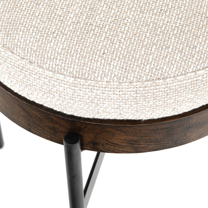Edwyn Accent Stool by Four Hands in gibson wheat, vintage sienna, gunmetal. Made from 97% polyester, 3% acrylic, solid beech, iron in a modern style.