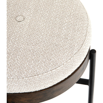 Edwyn Accent Stool by Four Hands in gibson wheat, vintage sienna, gunmetal. Made from 97% polyester, 3% acrylic, solid beech, iron in a modern style.