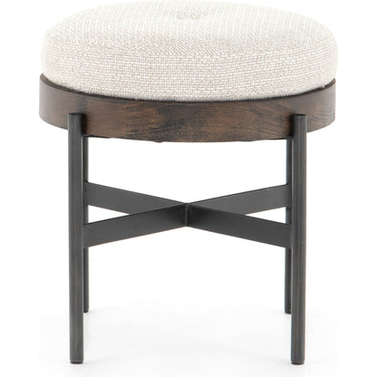 Edwyn Accent Stool by Four Hands in gibson wheat, vintage sienna, gunmetal. Made from 97% polyester, 3% acrylic, solid beech, iron in a modern style.