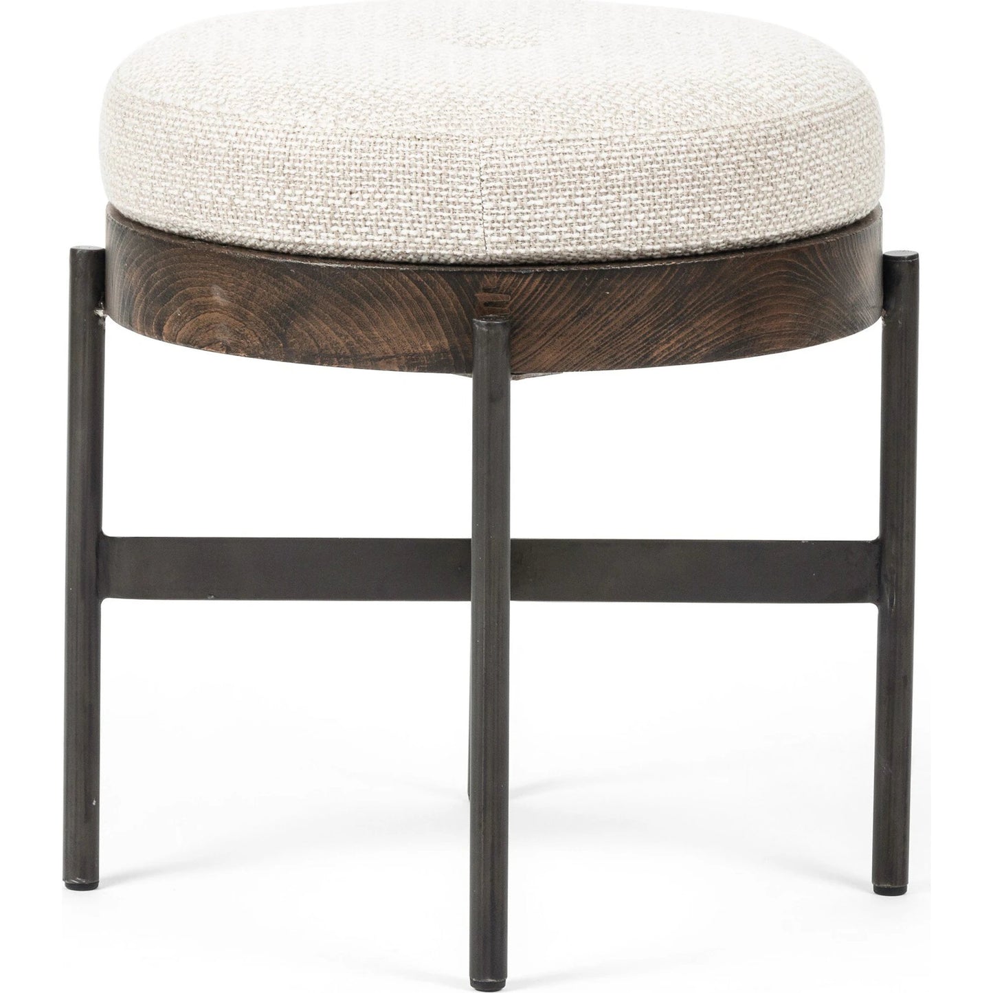 004 SI-1715131 | Additional Silo | Edwyn Accent Stool by Four Hands in gibson wheat, vintage sienna, gunmetal. Made from 97% polyester, 3% acrylic, solid beech, iron in a modern style.
