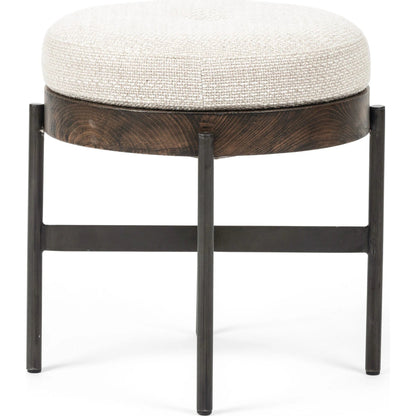 Edwyn Accent Stool by Four Hands in gibson wheat, vintage sienna, gunmetal. Made from 97% polyester, 3% acrylic, solid beech, iron in a modern style.