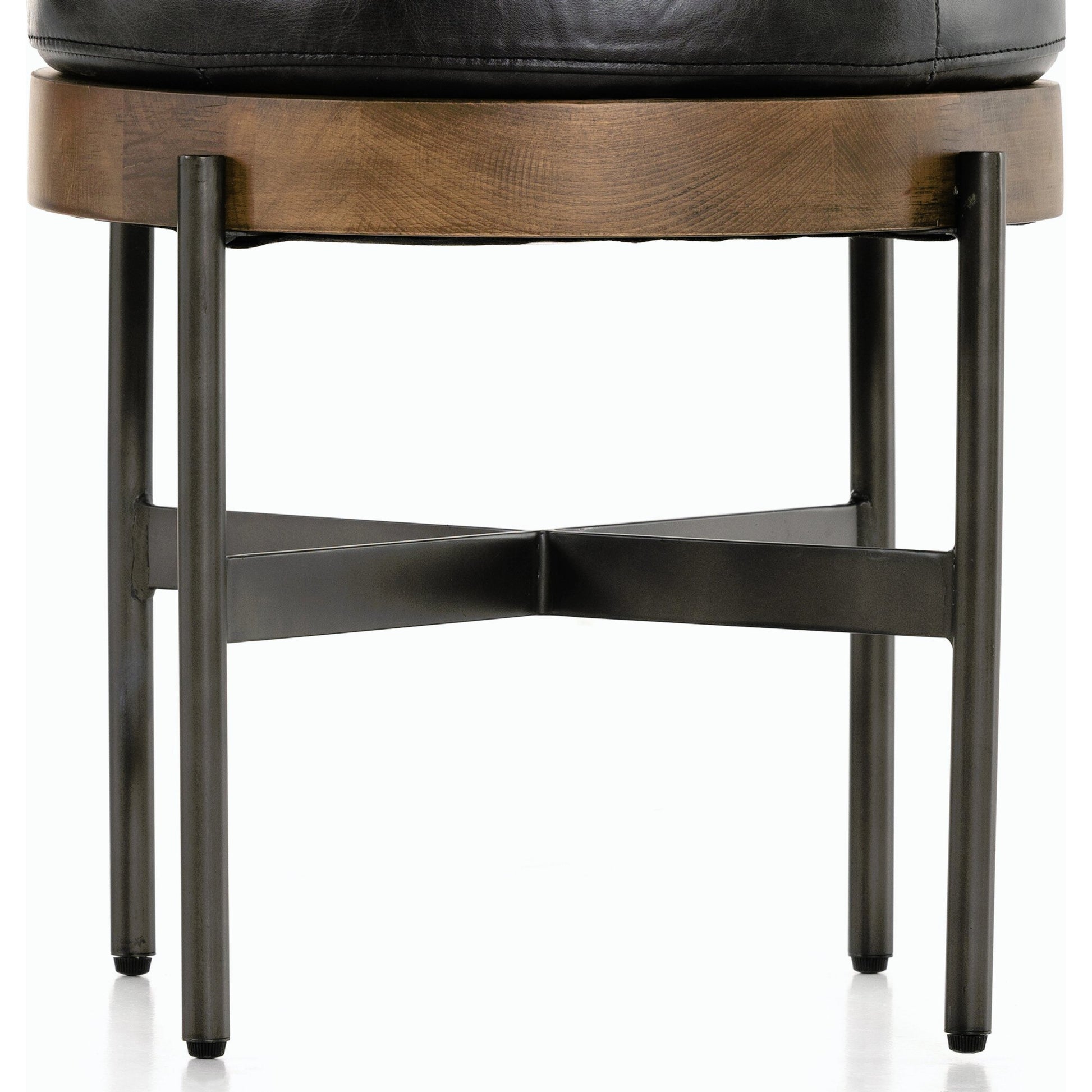 Edwyn Accent Stool by Four Hands in gibson wheat, vintage sienna, gunmetal. Made from 97% polyester, 3% acrylic, solid beech, iron in a modern style.