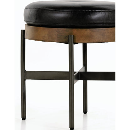 Edwyn Accent Stool by Four Hands in gibson wheat, vintage sienna, gunmetal. Made from 97% polyester, 3% acrylic, solid beech, iron in a modern style.