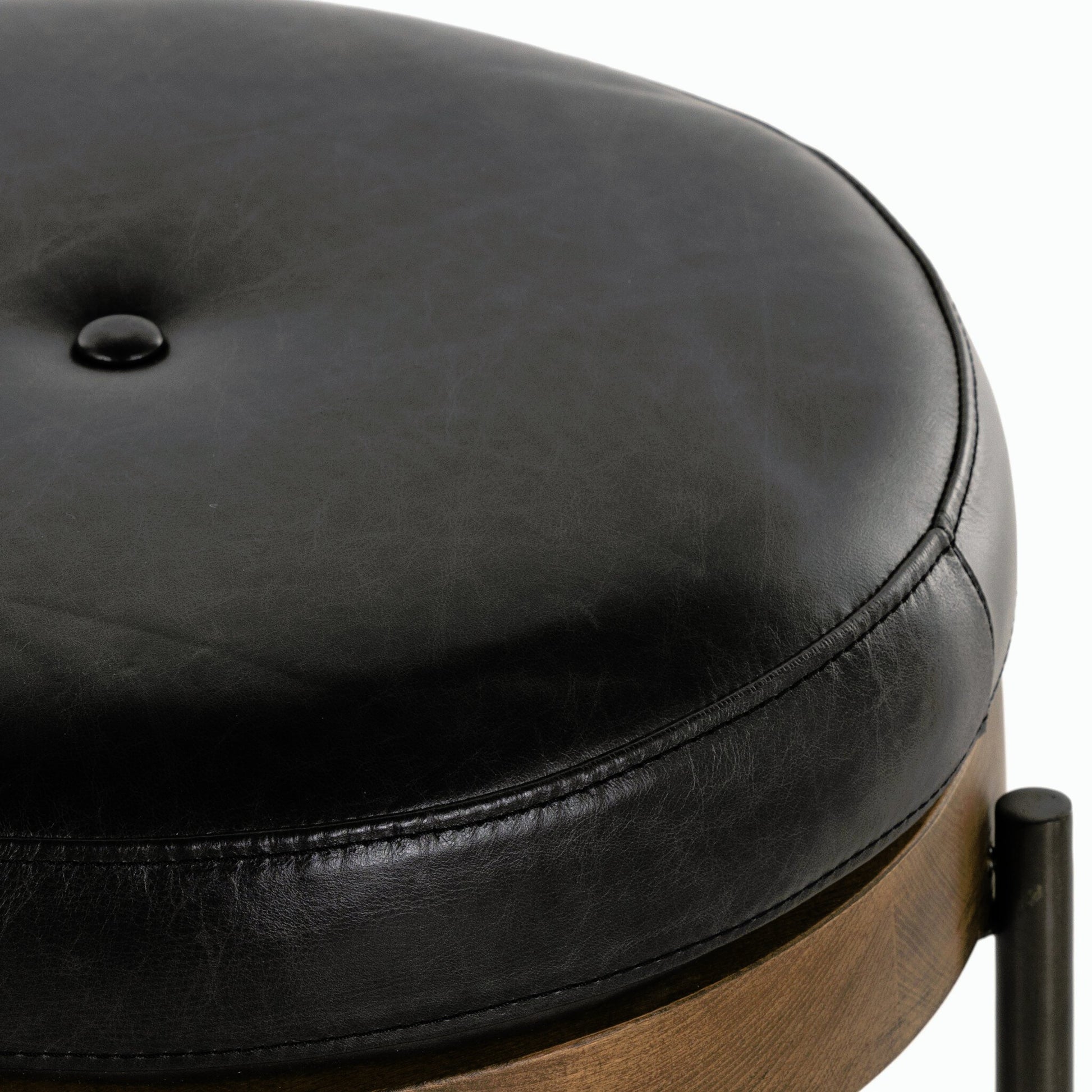 Edwyn Accent Stool by Four Hands in gibson wheat, vintage sienna, gunmetal. Made from 97% polyester, 3% acrylic, solid beech, iron in a modern style.