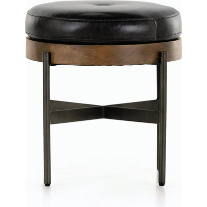 Edwyn Accent Stool by Four Hands in gibson wheat, vintage sienna, gunmetal. Made from 97% polyester, 3% acrylic, solid beech, iron in a modern style.