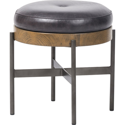 Edwyn Accent Stool by Four Hands in gibson wheat, vintage sienna, gunmetal. Made from 97% polyester, 3% acrylic, solid beech, iron in a modern style.