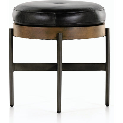 Edwyn Accent Stool by Four Hands in gibson wheat, vintage sienna, gunmetal. Made from 97% polyester, 3% acrylic, solid beech, iron in a modern style.