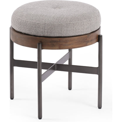 Edwyn Accent Stool by Four Hands in gibson wheat, vintage sienna, gunmetal. Made from 97% polyester, 3% acrylic, solid beech, iron in a modern style.