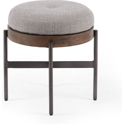Edwyn Accent Stool by Four Hands in gibson wheat, vintage sienna, gunmetal. Made from 97% polyester, 3% acrylic, solid beech, iron in a modern style.