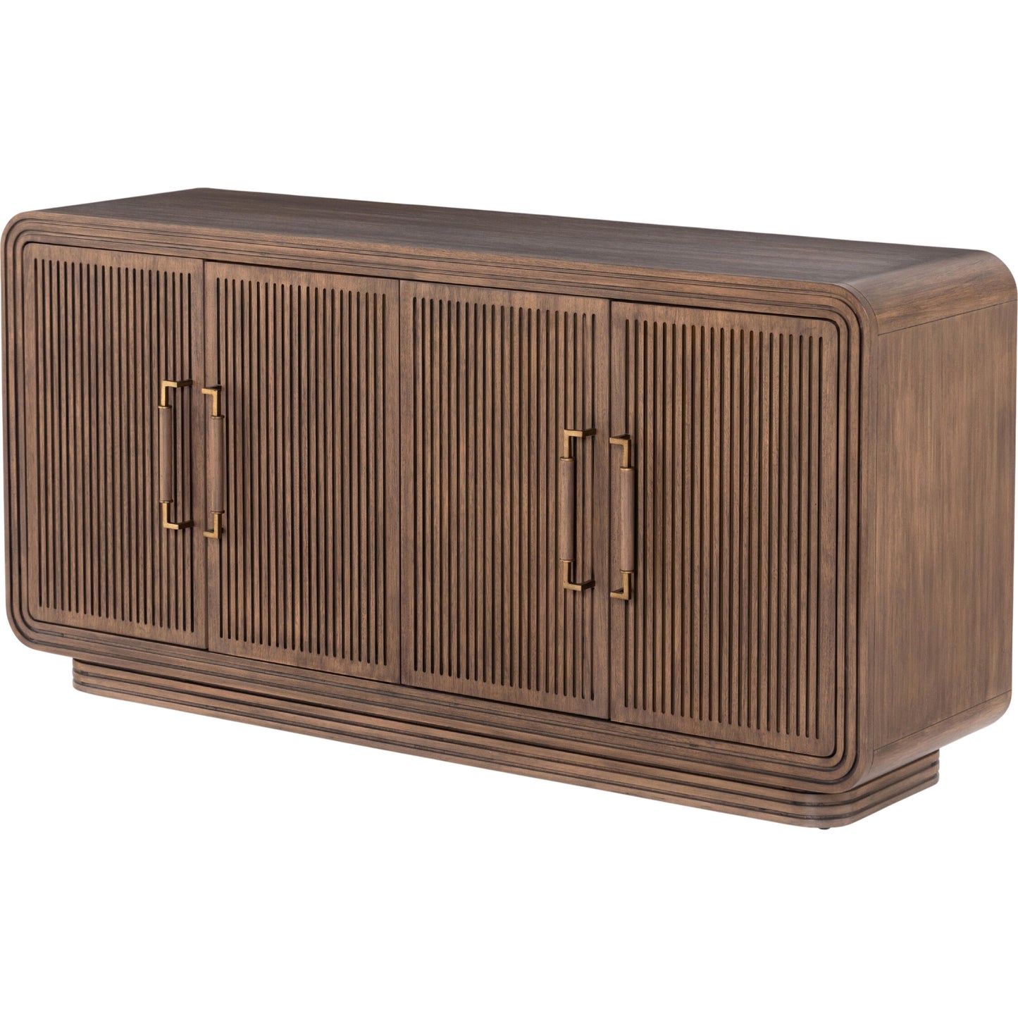 000 SI-1716842 | Primary Silo | Stark Sideboard by Four Hands in warm espresso, warm espresso veneer, light antique brass and warm espresso, antique brass. Made from mahogany veneer, solid mahogany in a modern style.