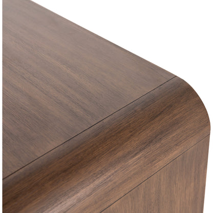 Stark Sideboard by Four Hands in warm espresso, warm espresso veneer, light antique brass and warm espresso, antique brass. Made from mahogany veneer, solid mahogany in a modern style.