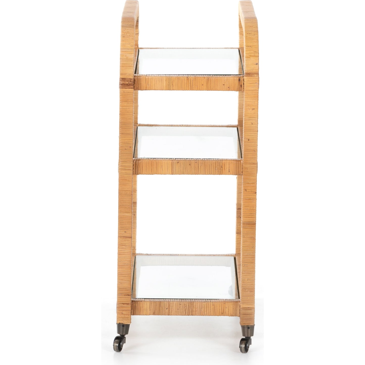 003 SI-1799034 | Additional Silo | Dory Bar Cart by Four Hands in honey. Made from rattan, tempered glass, solid mahogany in a modern style.