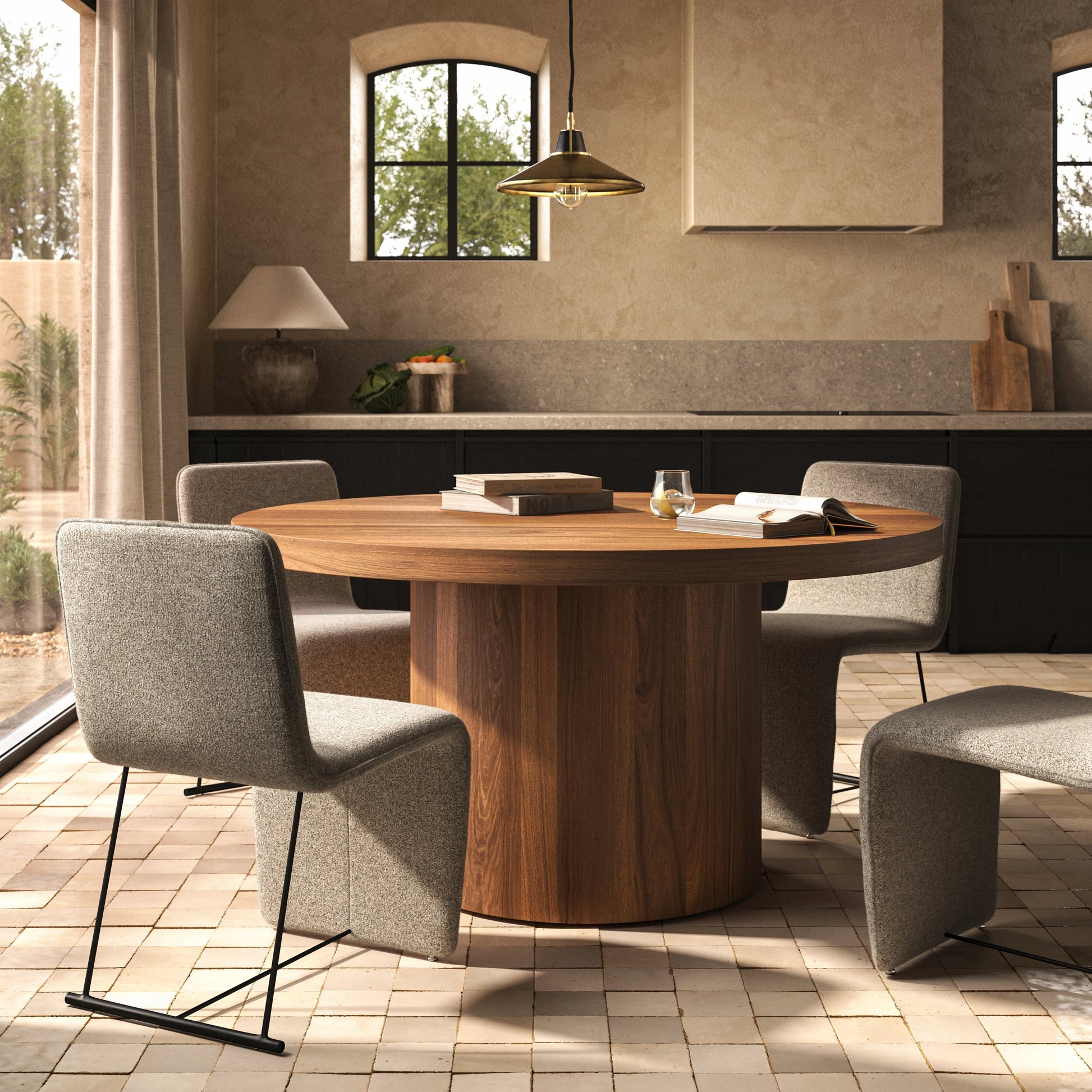 Hudson Round Dining Table by Four Hands. Made from unique in a rustic style.