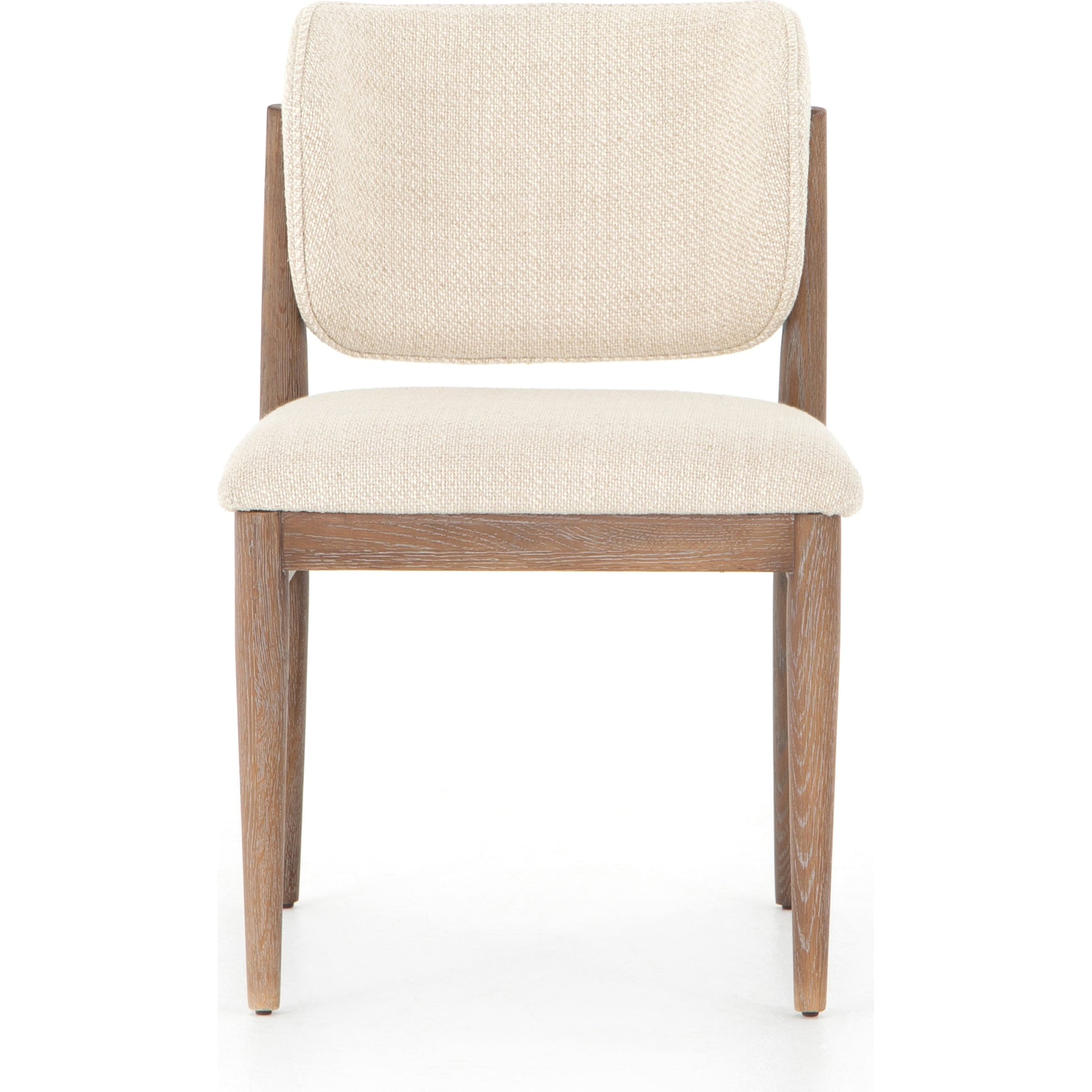 Joren Dining Chair by Four Hands in irving taupe and pecan whitewash. Made from 56% polyester, 44% acrylic, solid nettlewood, 100% polyester in a coastal style.