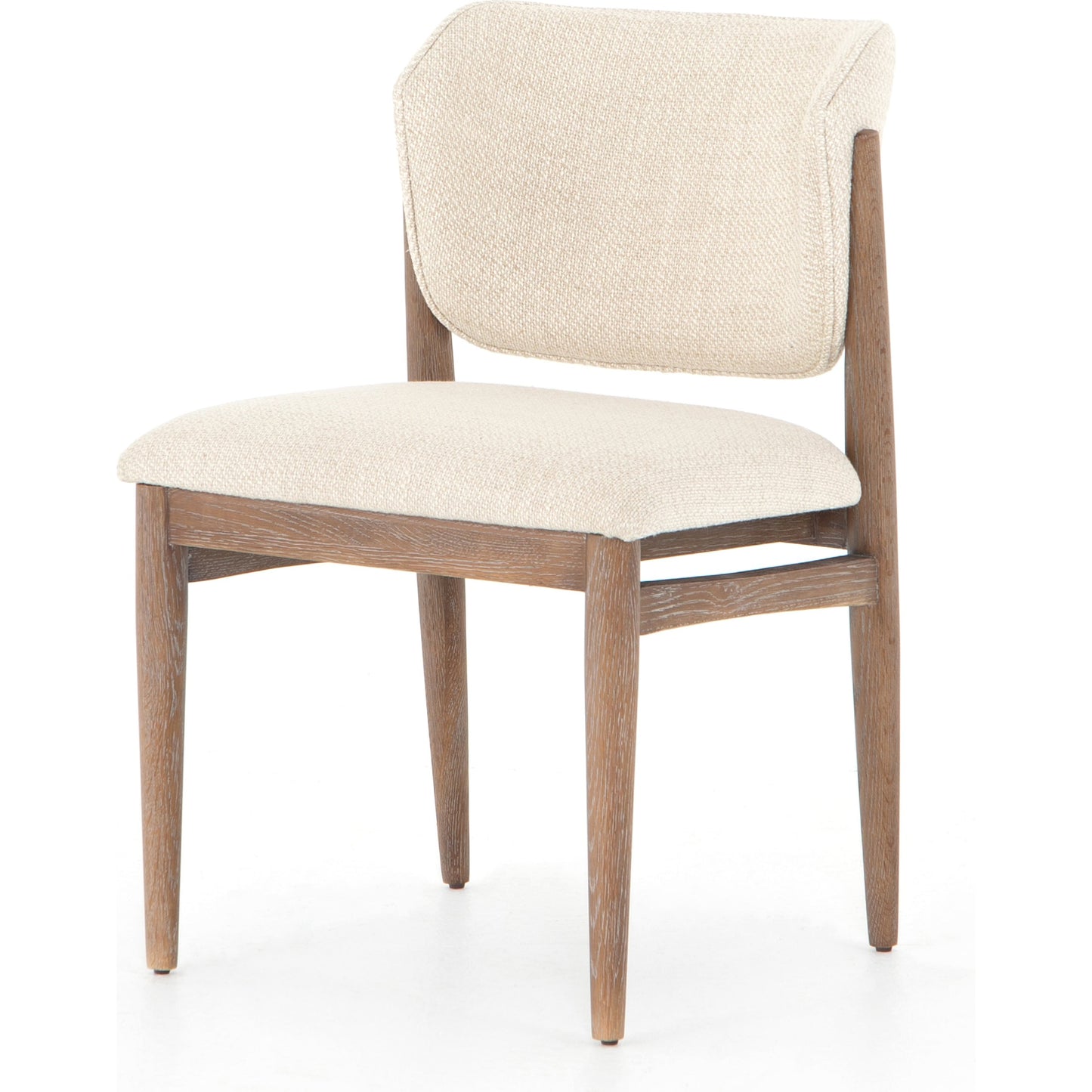 001 SI-1715740 | Additional Silo | Joren Dining Chair by Four Hands in irving taupe and pecan whitewash. Made from 56% polyester, 44% acrylic, solid nettlewood, 100% polyester in a coastal style.